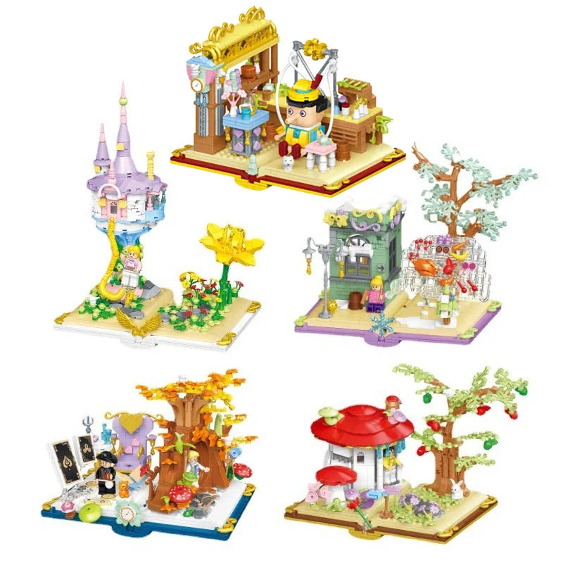 Mini Particle Assembly Building Blocks Fairy Tale Story Book Series DIY Toy Ornament Assembled Boys Girls Kids Birthday Gift