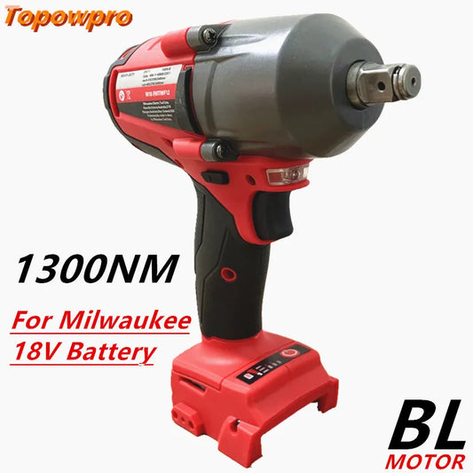 Fit For Milwaukee 18V Battery 1300NM Large Torque Cordless Wrench Brushless Electric Impact Wrench Repair Power Tools Car Truck