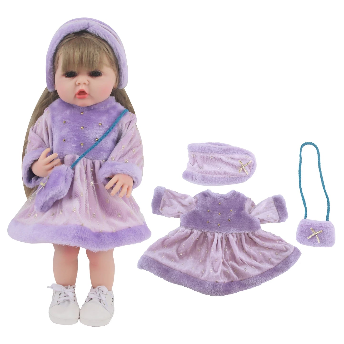 55CM 22 Inches Baby Reborn Girl Doll Full Body Soft Silicone Cute Newborn Dolls With Shoes,Clothes Girl's Best Gift Festival Toy