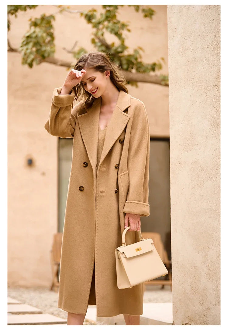 Women's Coat Double-sided 10% Cashmere 90% Wool Women's Long Coat Jacket, 2024 Winter New Long Cashmere Coat Women