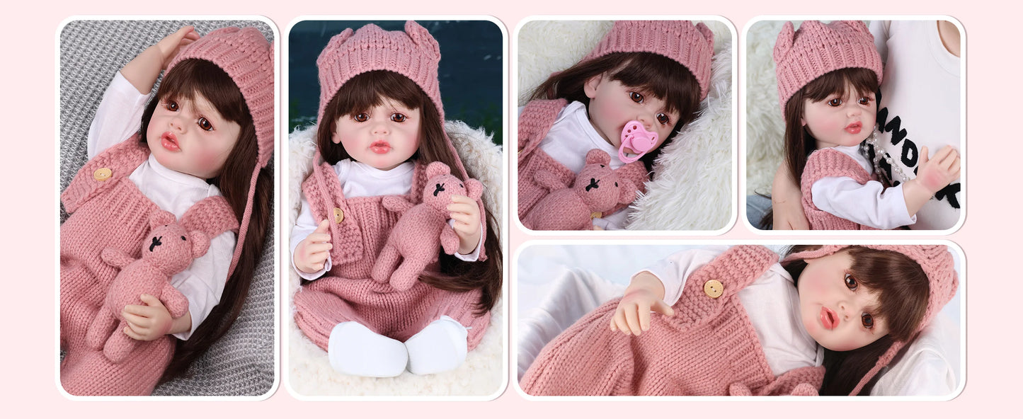 2024 New Doll 55 CM 22 Inch Pink Girl Princess Baby Doll The latest design Birthday Christmas Gift Realistic dolls High quality