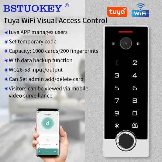 Tuya WiFi Video Intercom Doorbell to Phone Camera Home Security Door Phone Fingerprint Access Control System Pin/APP/Card Unlock