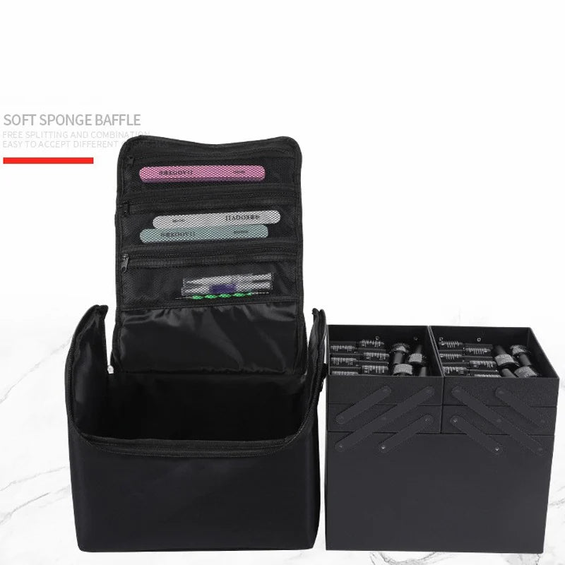 Professional Cosmetic Boxes Large Capacity Portable Zipper Nail Art Kit Case Women Make Up Handbags Organizer Storage Makeup Bag