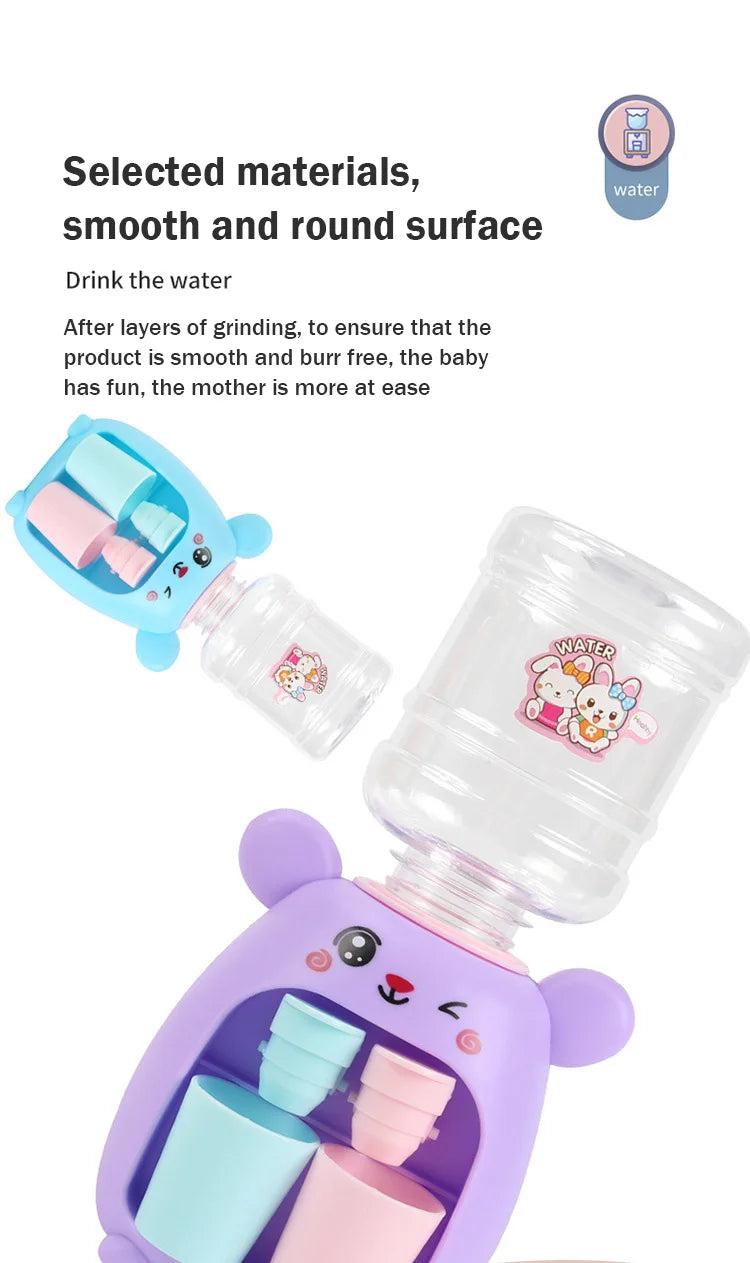 Mini Children Water Dispenser Toy Cute Cartoon Water Juice Milk Drinking Fountain Pretend Play Kitchen Toys for Boys Girls Gift