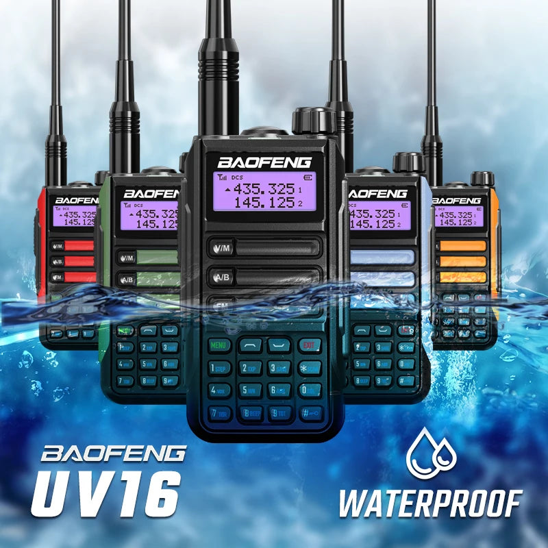 Baofeng Walkie Talkie UV-16 Long Range Powerful 10W Handheld HF Transceiver Dual Band VHF UHF 2 Way Ham Radio waterproof