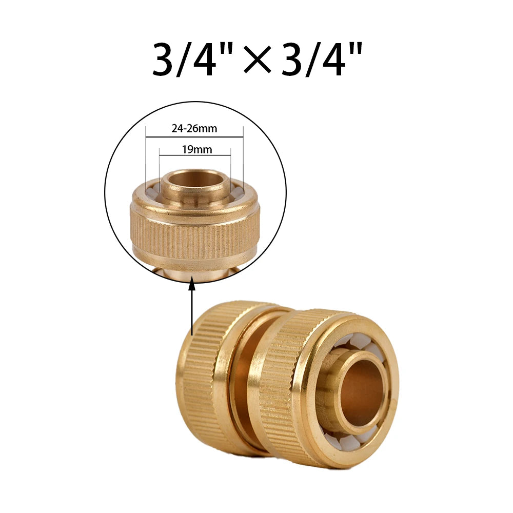 1/2'' 3/4'' 1'' Brass Tap Quick Connecter 16mm 20mm Copper Hose Coupling Adapter Garden Tubing Repair Watering Gun Fittings Tool