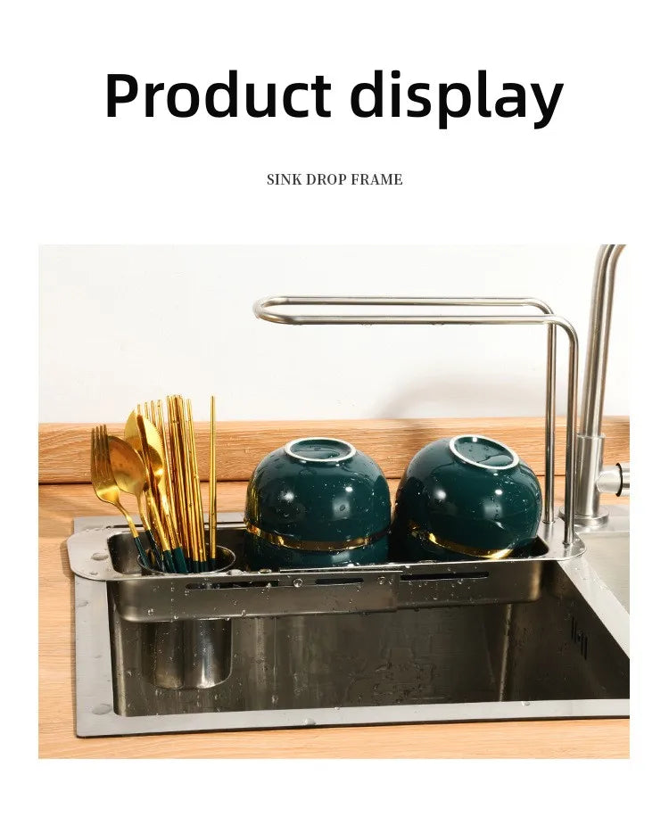 0136Telescopic  sink shelf kitchen Telescopic  sink holder  sink sponge basket rack holder Telescopic  sink  holder