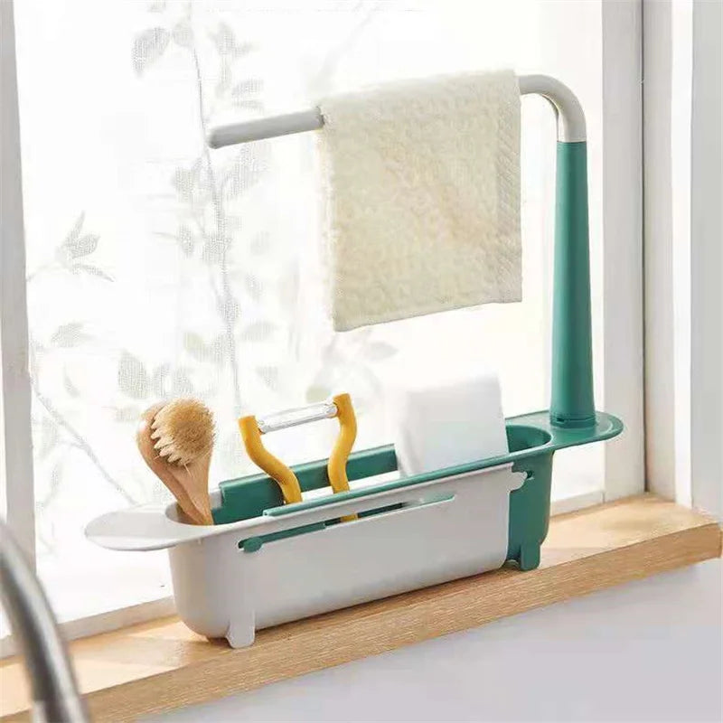 Telescopic Sink Shelf Kitchen Sinks Organizer Soap Sponge Holder Sink Drain Rack Storage Basket Kitchen Gadgets Accessories Tool