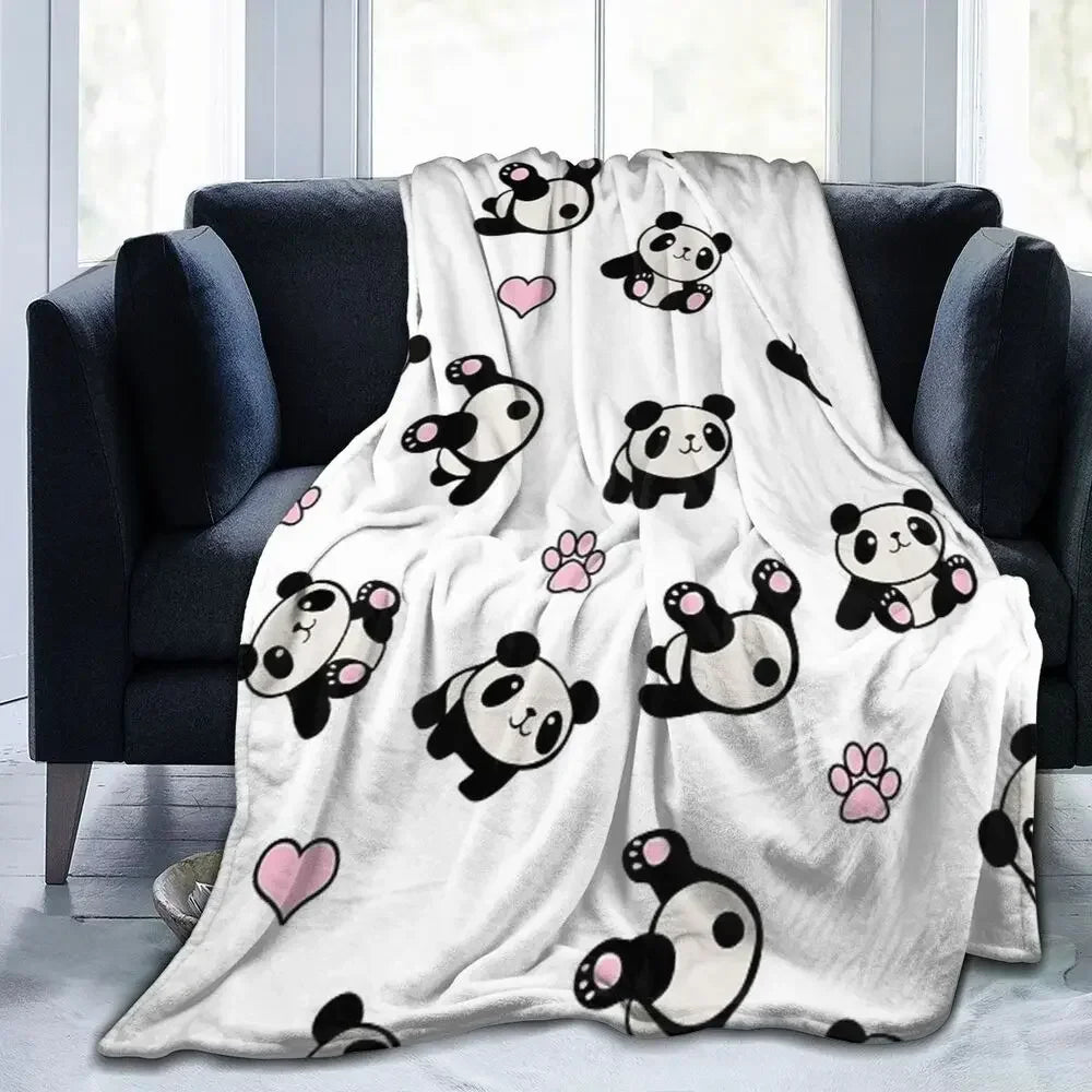 Panda Cute Animal Blankets Soft Warm Flannel Throw Blanket Bedspread for Bed Livingroom Picnic Travel Home Sofa