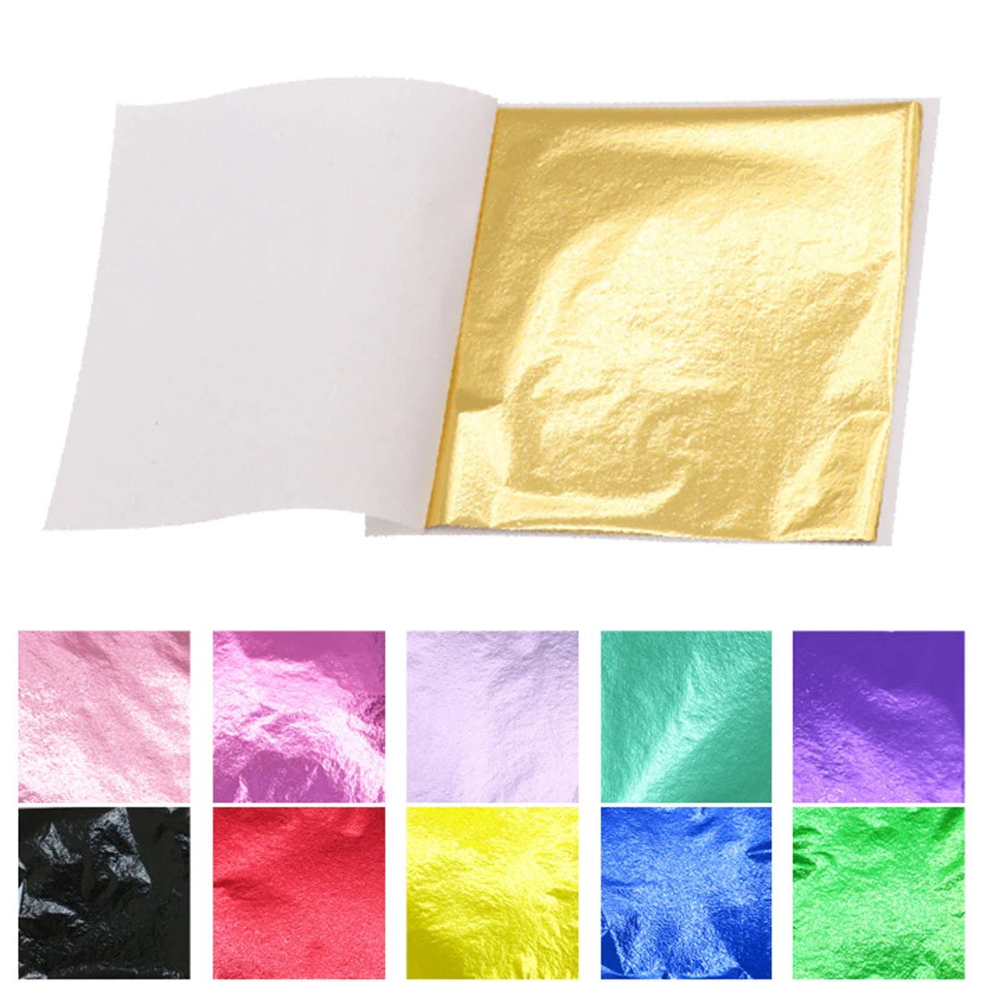 100Pcs 9Cm Individually Packaged Imitation Gold Silver Leaf Foil Papers for DIY Epoxy Resin Craft Nail Art Jewelry Making