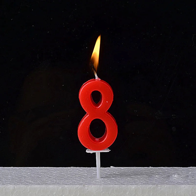 1Pc Number Candles Red Number 0-9 Question Mark Birthday Anniversary Smokeless Candles Cake Topper Decoration Party Supplies