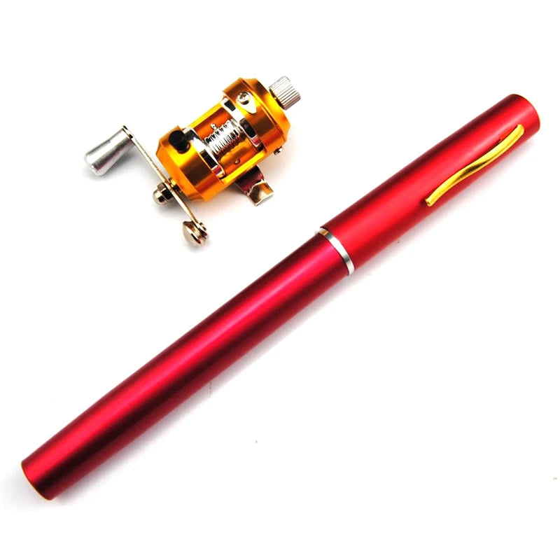 Portable Pocket Telescopic Mini Fishing Pole Pen Shape Folded Fishing Rod With Reel Wheel