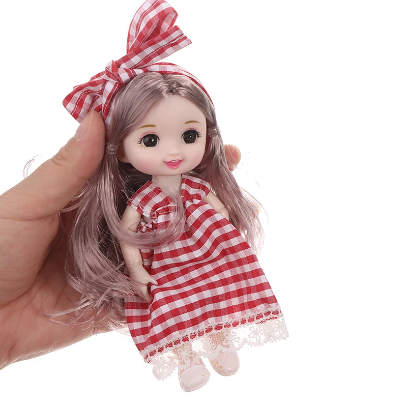 17cm Mini Doll 13 Movable Joint Doll With 3D Big Eyes DIY Toy Doll With Clothes Dress Up 1/12 Fashion Doll Children Girls Gift