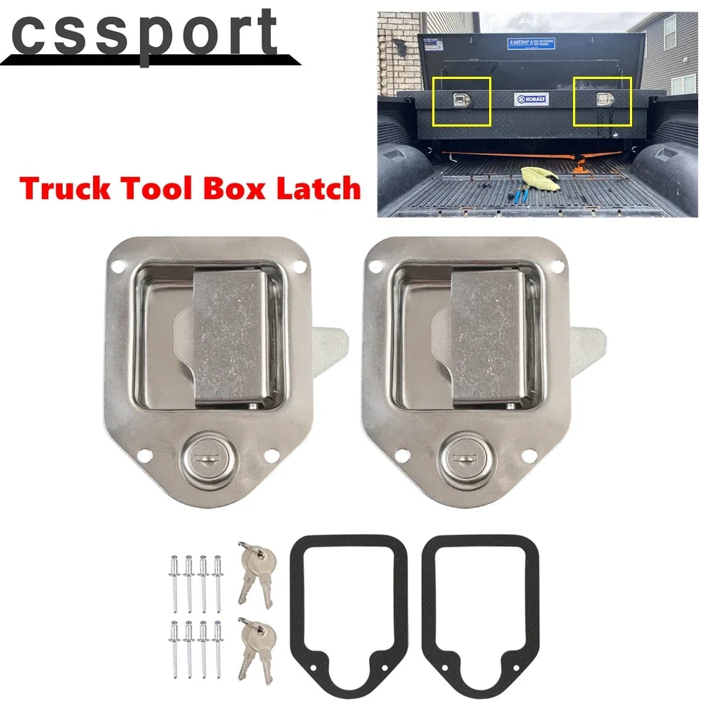 Truck Tool Box Latch Replacement Stainless Steel Toolbox Handle Latch Lock with Keys For RV, UTV, Trailer, ATV, Box, Campers