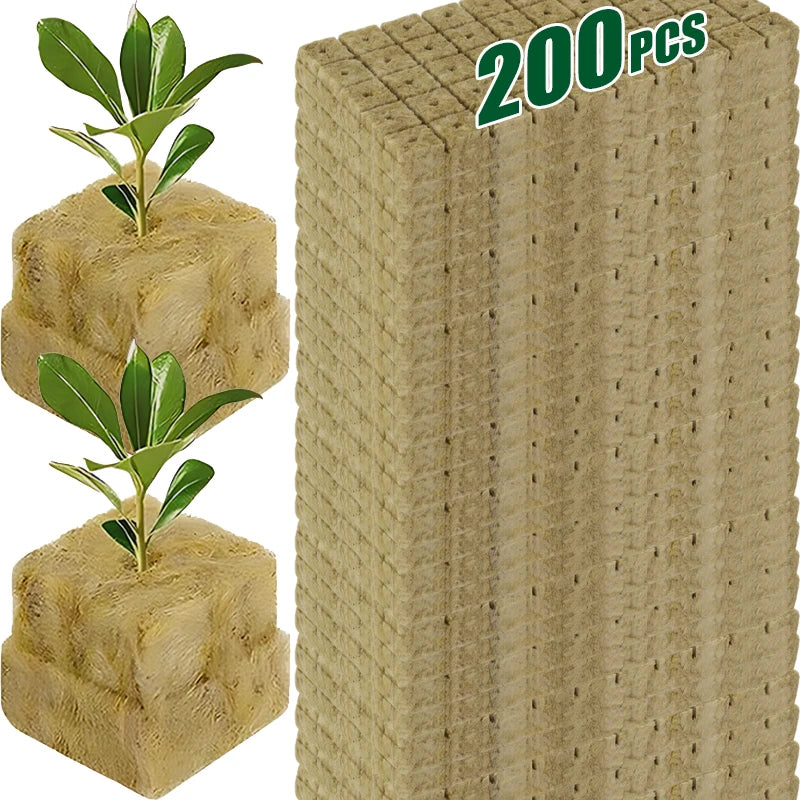 200/50Pcs Planting Sponge Rock Cotton Starter Plugs Hydroponic Grow Media Cube Home Greenhouse Garden Supplies Accessories Tools