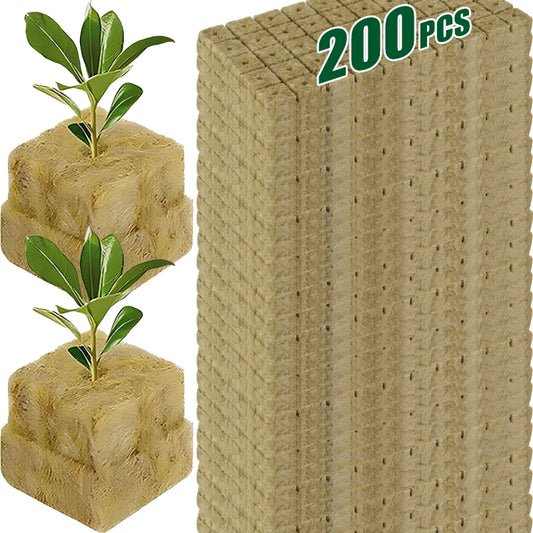 200/50Pcs Planting Sponge Rock Cotton Starter Plugs Hydroponic Grow Media Cube Home Greenhouse Garden Supplies Accessories Tools