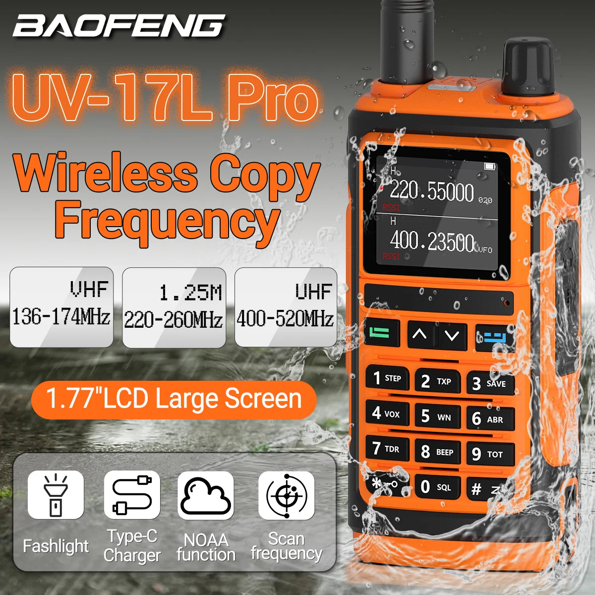 Baofeng UV-17 Pro V2 Wireless Copy Frequency Tri Band Waterproof Powerful Walkie Talkie Long Range UV-5R UV S9 Two Way Radio