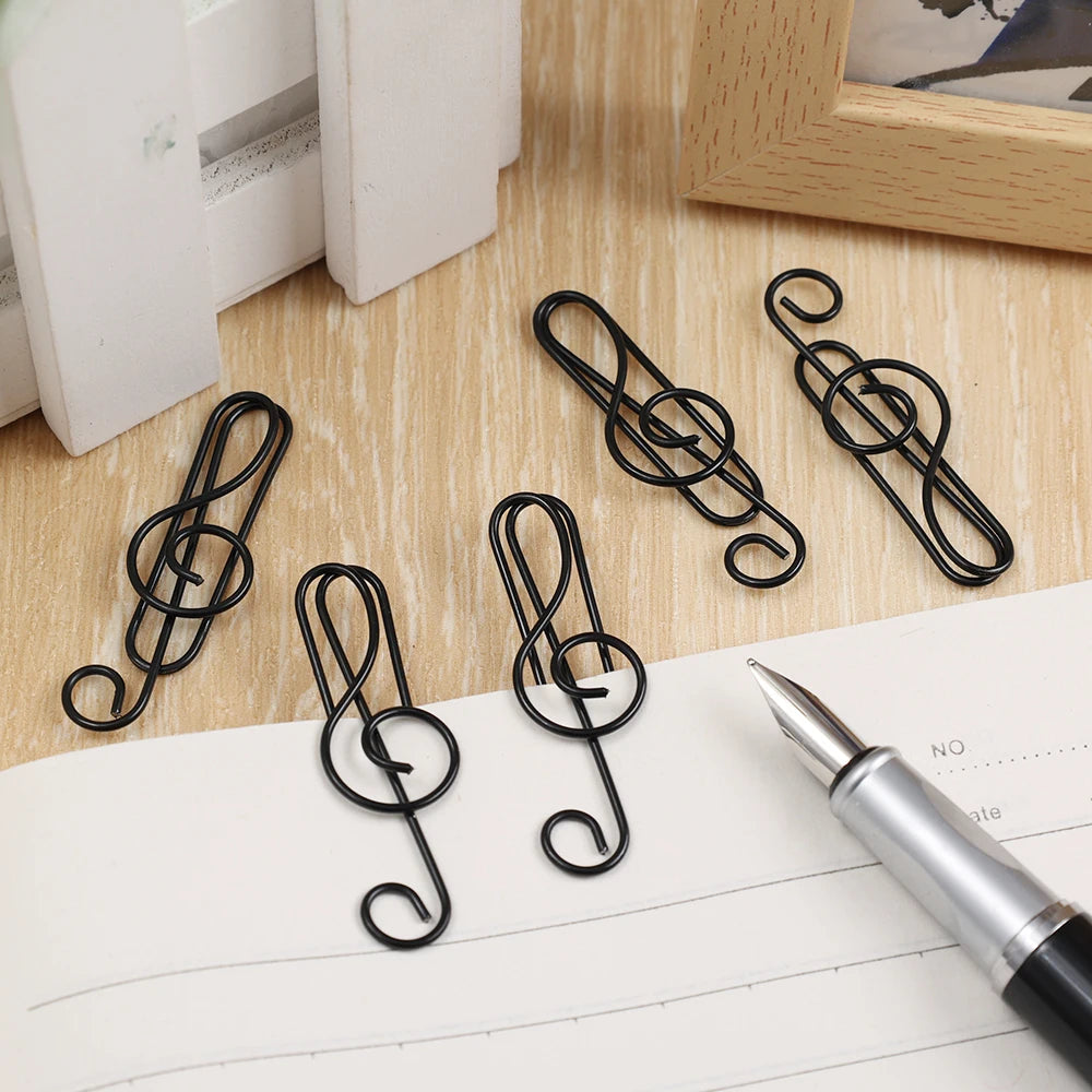 20Pcs Creative Music Paper Clips Musical Notes Paper Clip Holder Clamps Bookmark Office School Stationary Students Gift