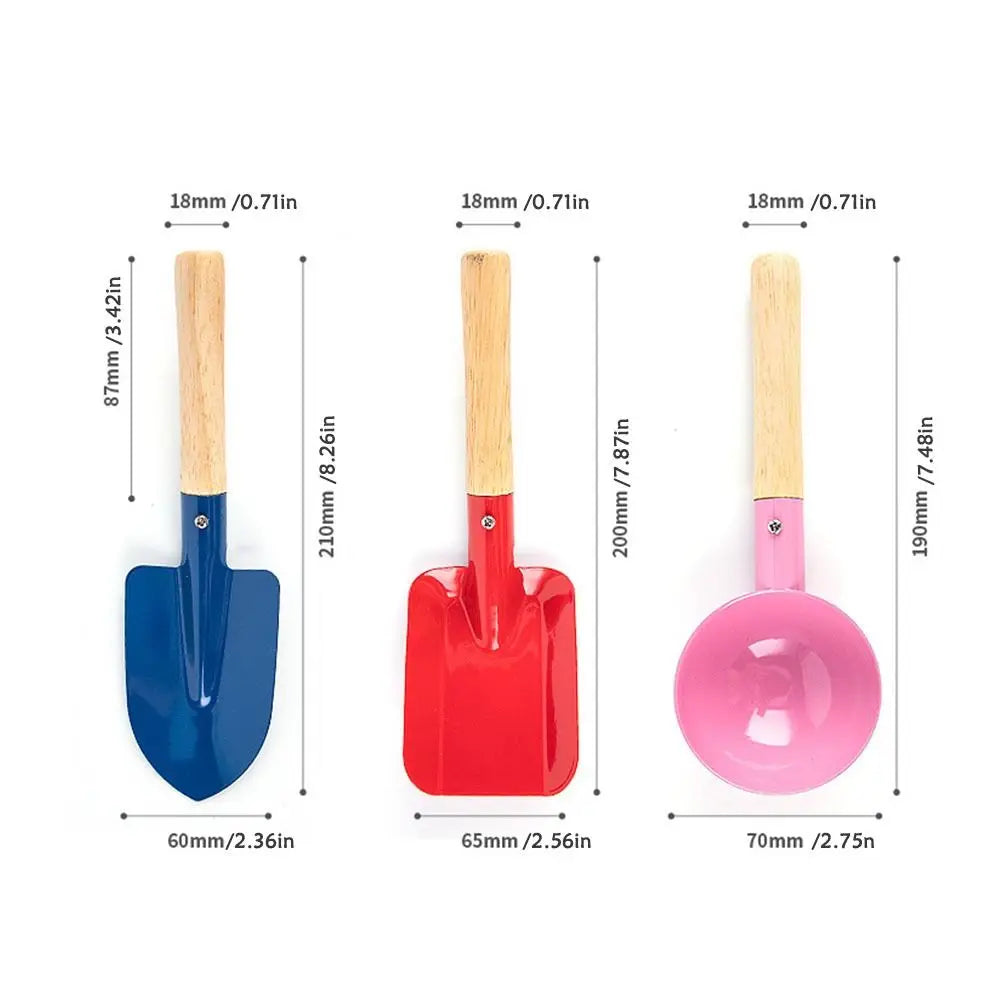 Kids Candy Color Garden Tools Mini Metal Trowel with Wooden Handle Gardening Tools Trowel Rake Shovel for Children