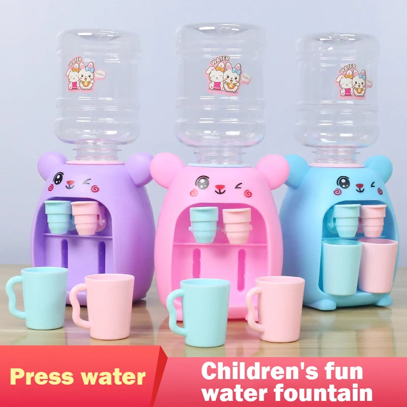 Mini Children Water Dispenser Toy Cute Cartoon Water Juice Milk Drinking Fountain Pretend Play Kitchen Toys for Boys Girls Gift