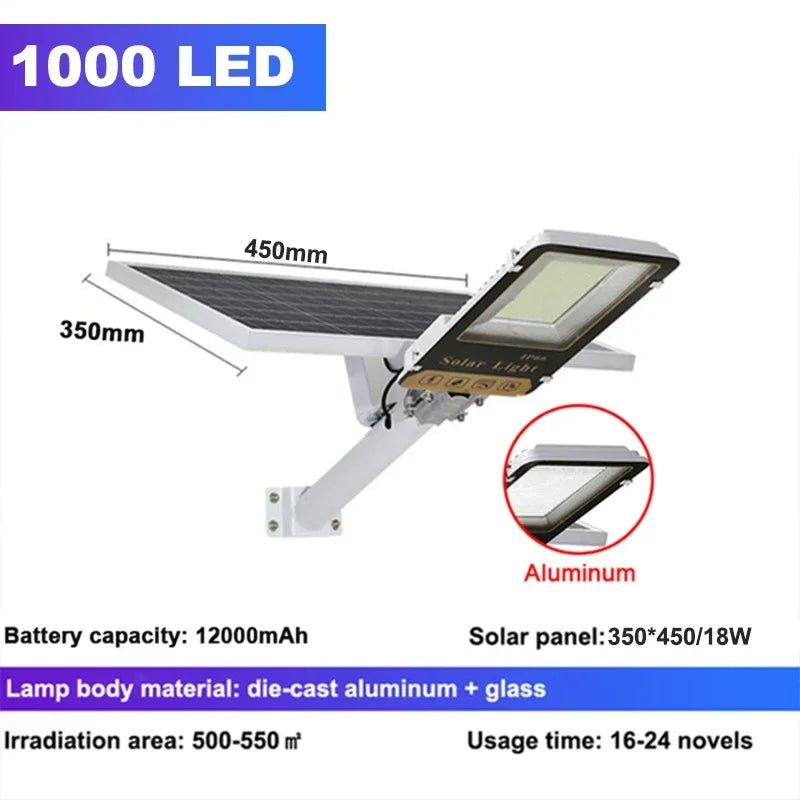 2000led powerful Solar street Light Outdoor Aluminum Solar Street light Garden sunlight Remote Control Waterproof solar light