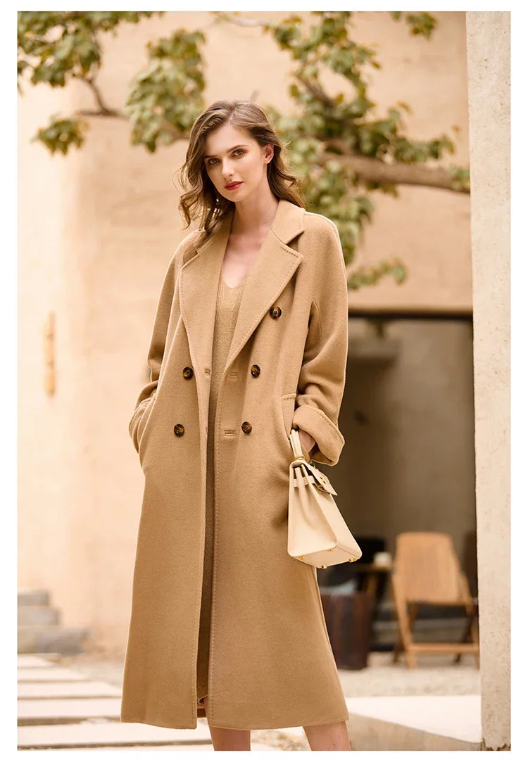 Women's Coat Double-sided 10% Cashmere 90% Wool Women's Long Coat Jacket, 2024 Winter New Long Cashmere Coat Women