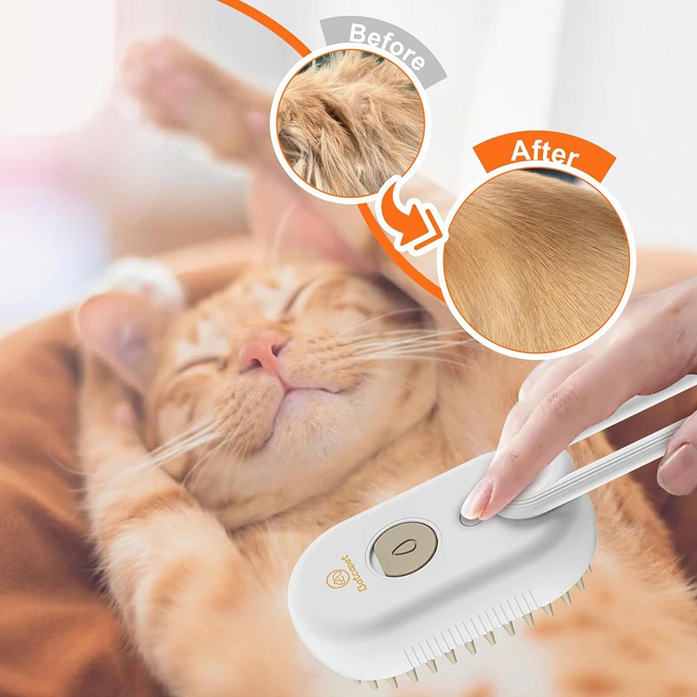 Pet Steam Brush Steamy Dog Brush Electric Spray 3 in 1 Cat Hair Removal Brushes for Dogs Cats Massage Removing Pet Grooming Comb