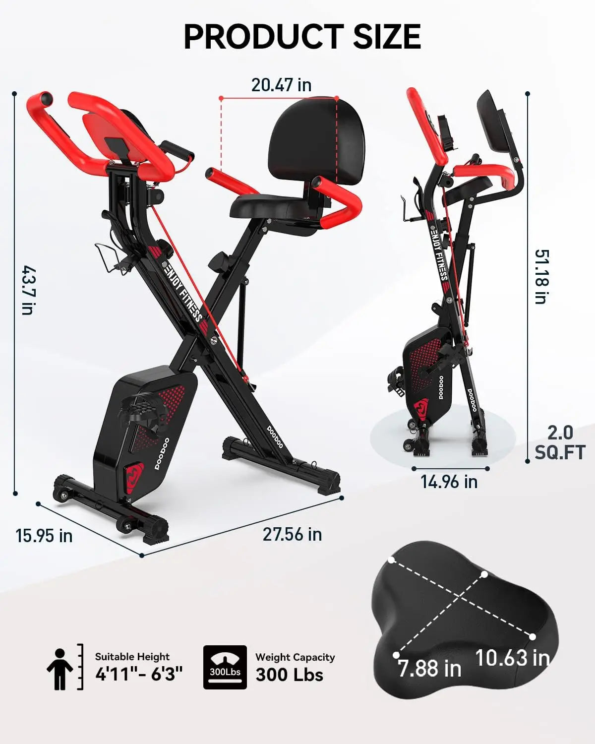 Folding Exercise Bike, Foldable Fitness Stationary Bike Machine, Upright Indoor Cycling Bike, Magnetic X-Bike