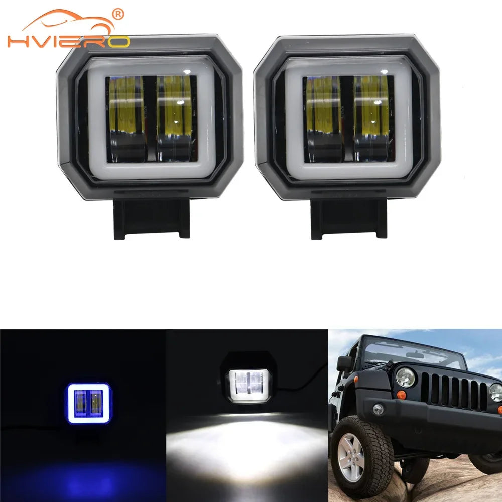 20W Car Motorcycle Working Light 12VLED Strip Waterproof IP67 Truck Driving Off Road Vehicle Angel Eye Fog Spotlight Accessorie