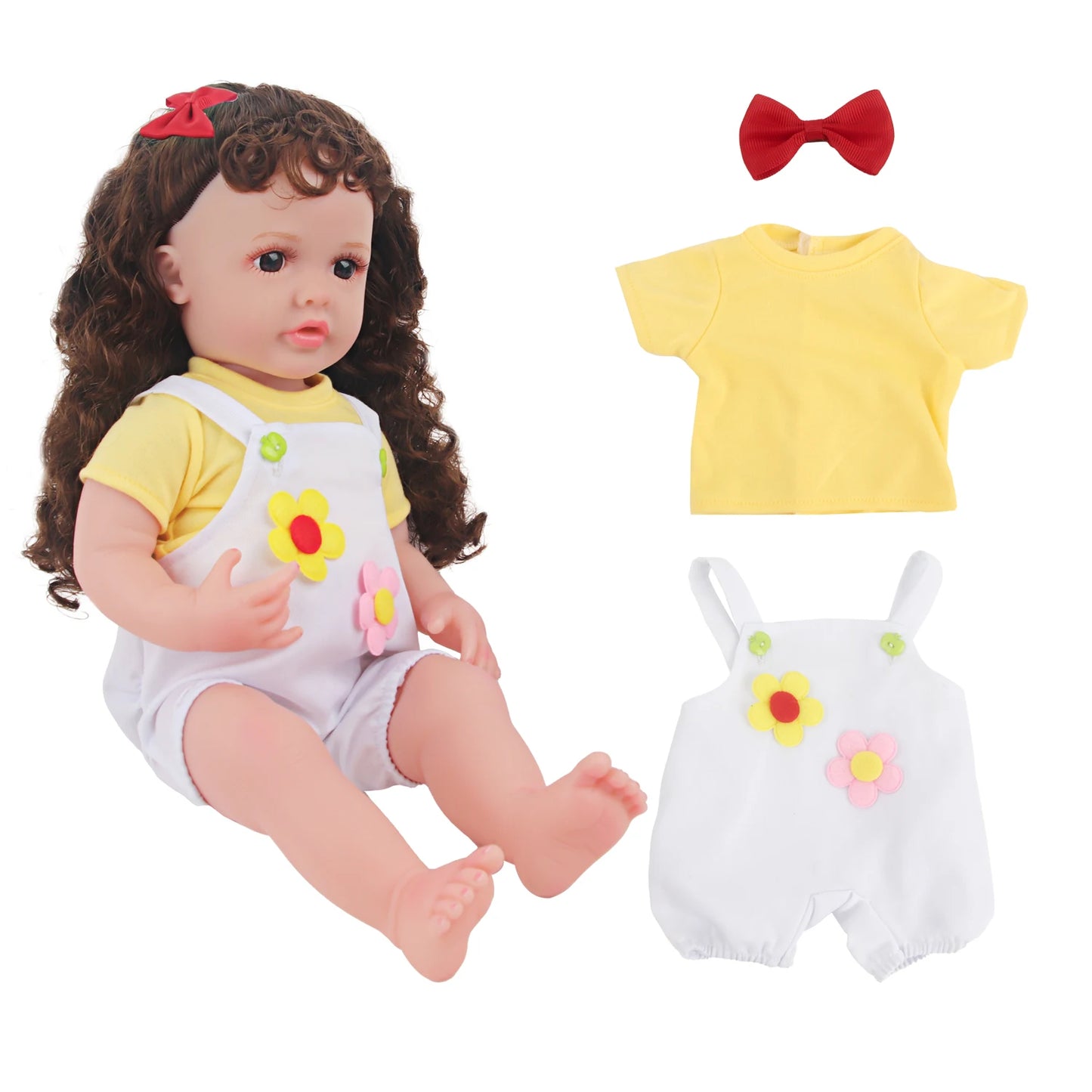 55CM 22 Inches Baby Reborn Girl Doll Full Body Soft Silicone Cute Newborn Dolls With Shoes,Clothes Girl's Best Gift Festival Toy