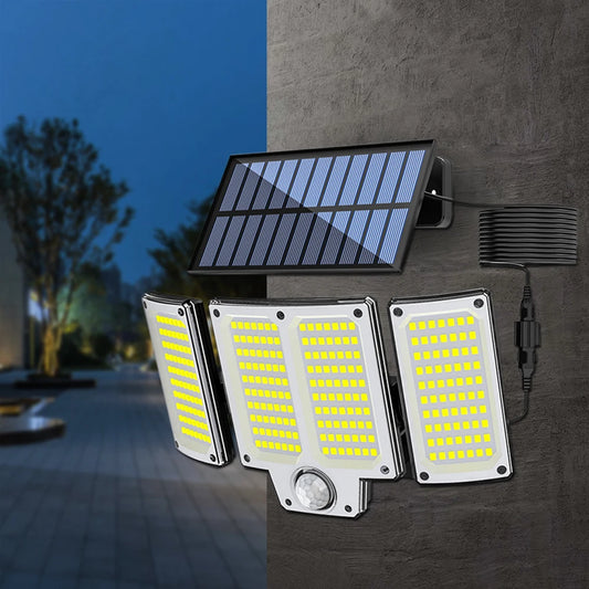 Outdoor Solar Light 318/280 LED Solar Powered Lights With 16.4Ft Cable Remote Control Motion Sensor Flood Lights with 3 Modes