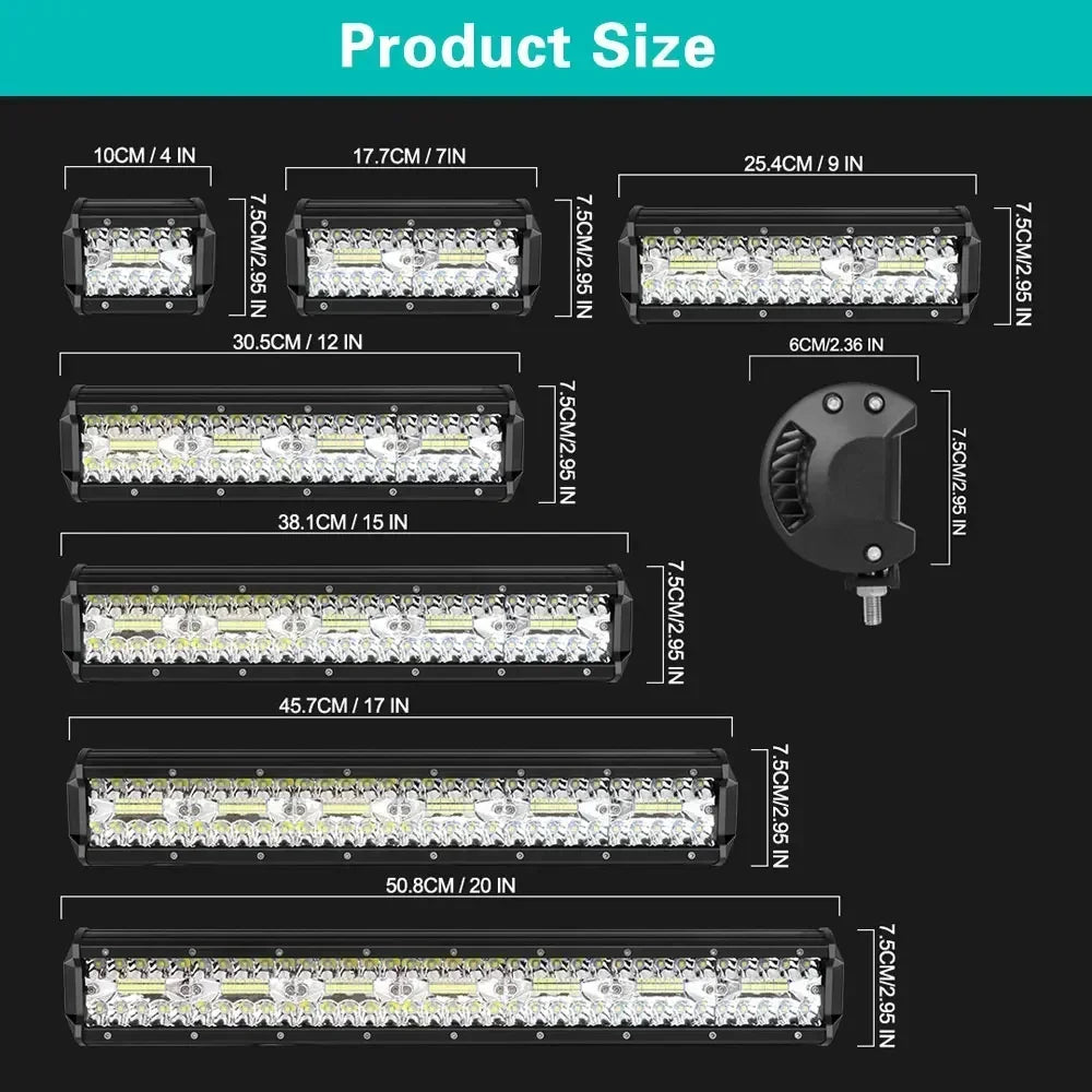 4/7/9/12/17/20 LED Beam for Vehicle LED Bar Boat Barra Search Light Led Driving Truck ATV SUV 4x4 Long Range Auto Work Light