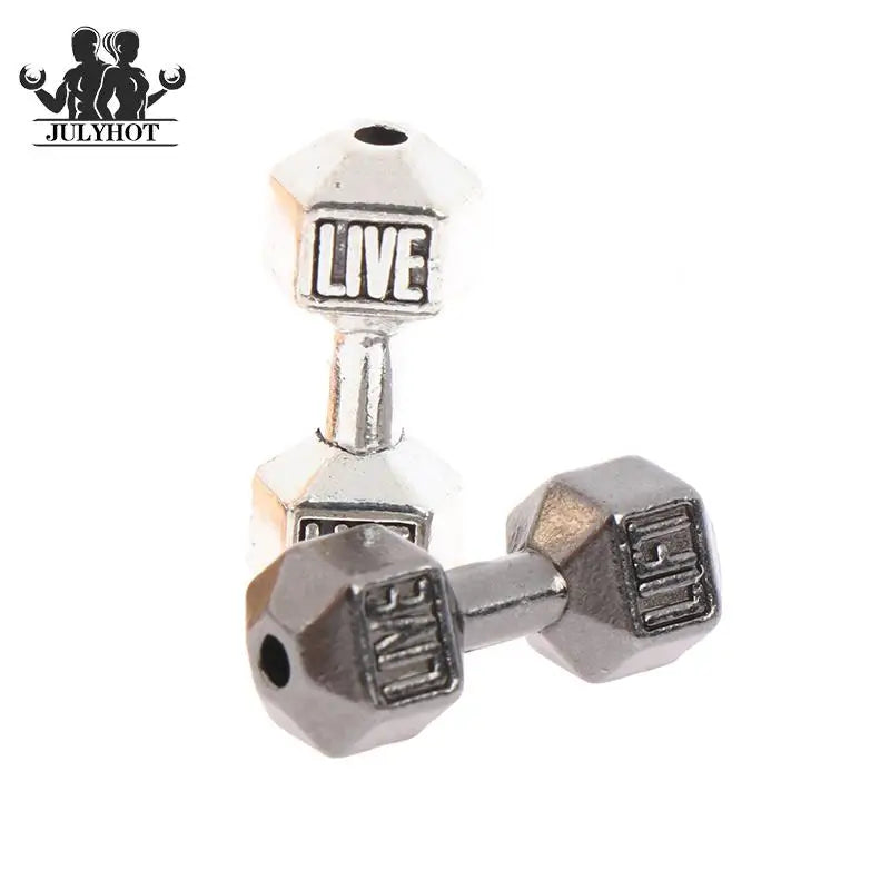 2Pcs 1/12 Dollhouse Miniature Barbell Dumbbells Fitness Weights Gym Model Toys Mini Dumbbells Weights Lifting Equipment