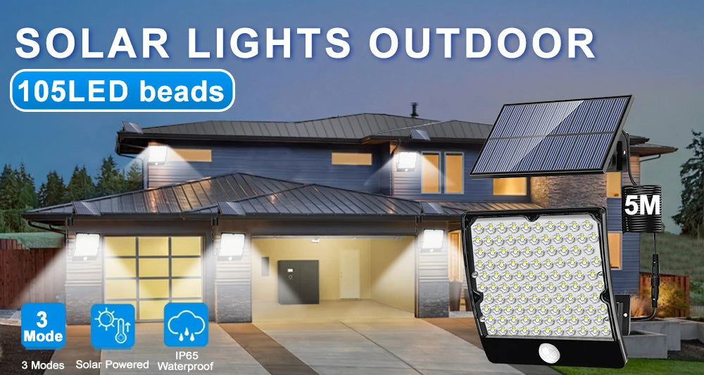 234LED Solar Light Outdoor Waterproof With Motion Sensor 3 Lighting Mode Security Light Solar Flood Light for Garden Garage Yard