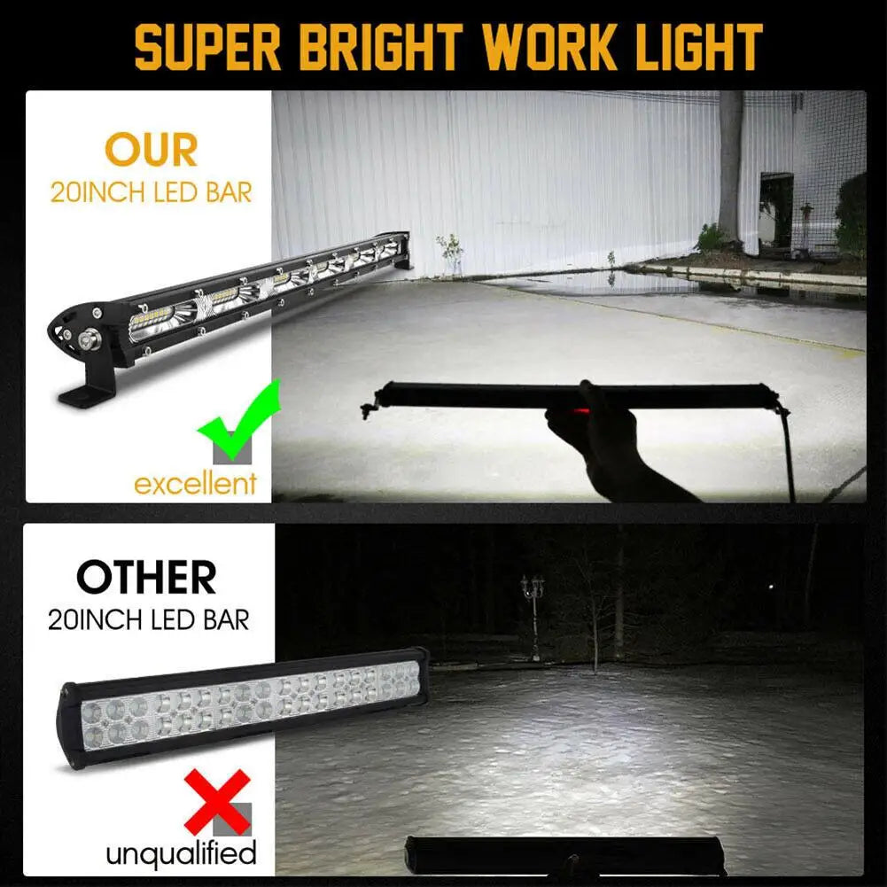 Led Light Bar 180w 6000k Ip67 Waterproof Spotlight Single Row Work Lamp For Off-Road Vehicles Suv Trucks Car Lighting Set