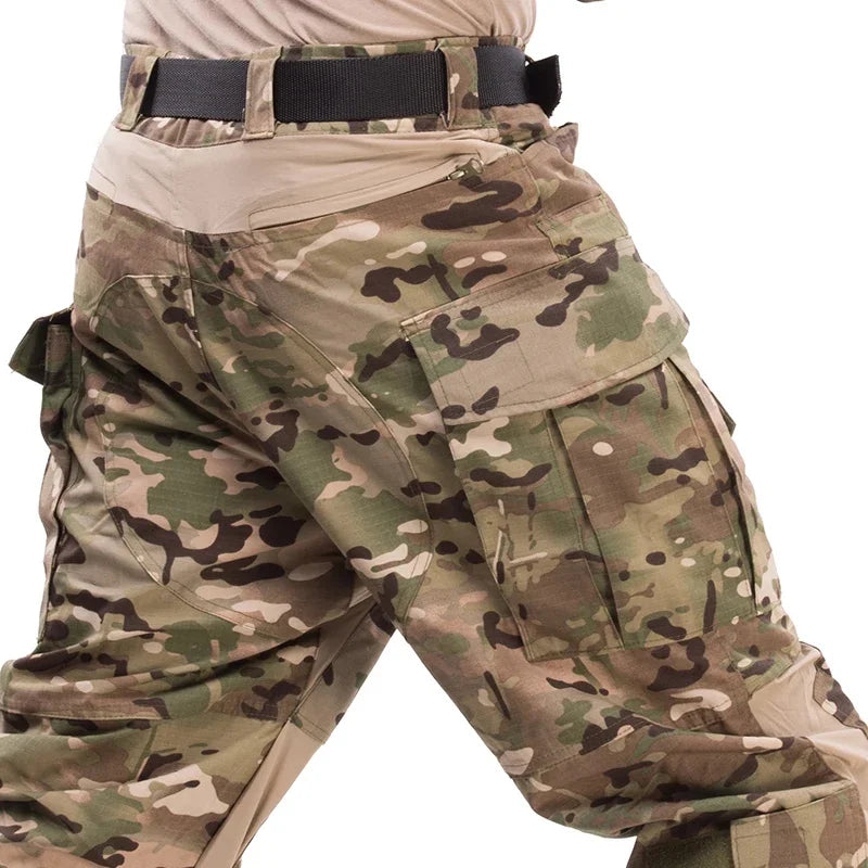 G3 Combat Pants with Pads Elastic Military Pant Tactical Gear Army Camo Outdoor Tactic Airsoft Cargo Casual Work Trouser