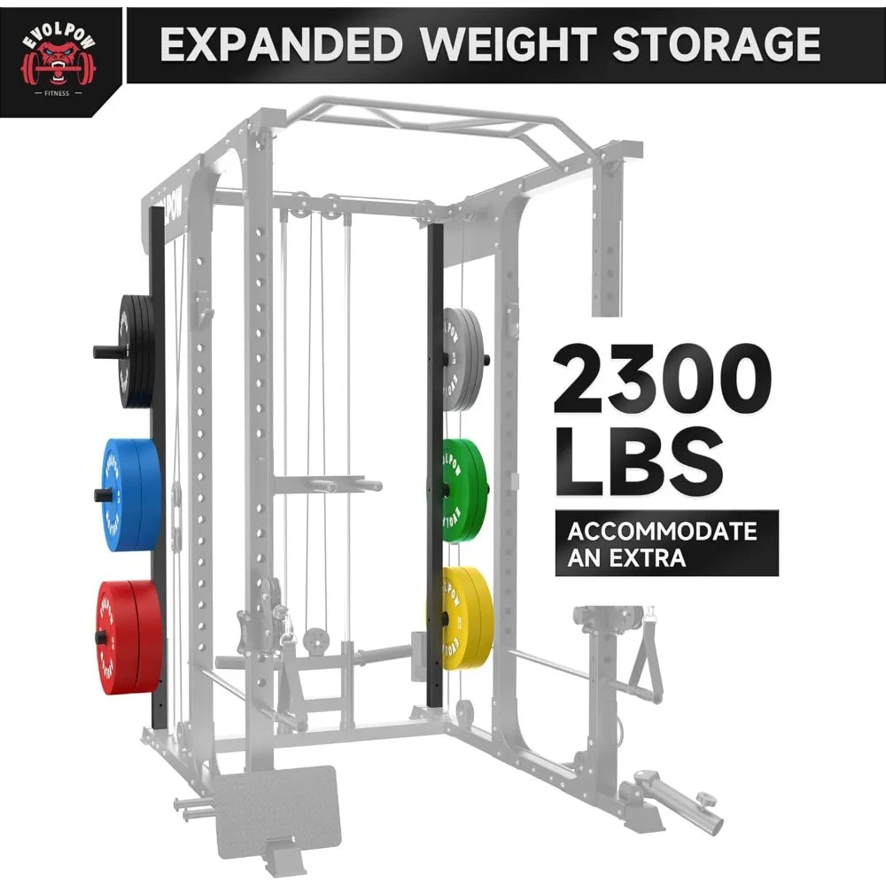 Power Cage Squat Rack P3A with Pulley System and Extra Weight Storage Rack