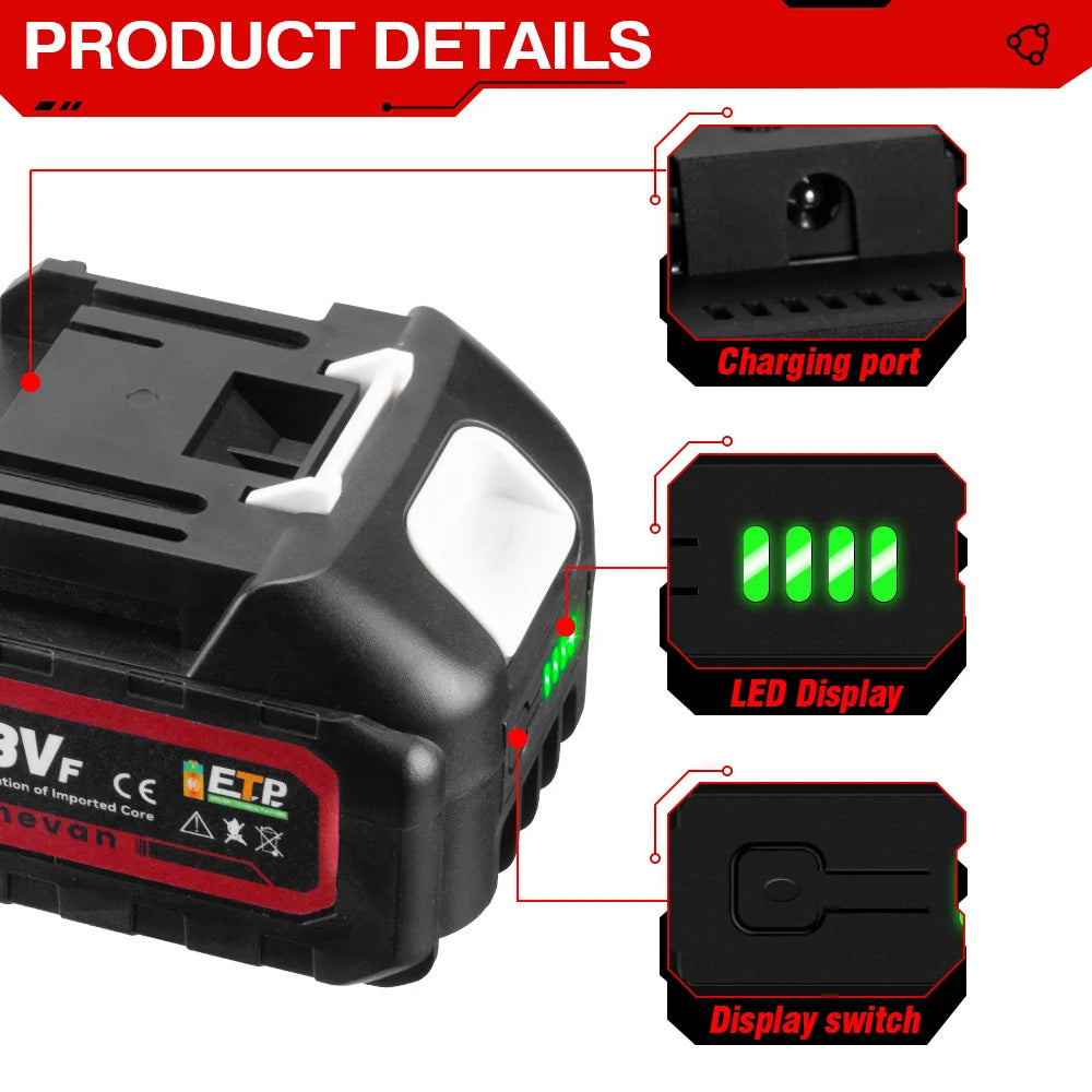 21V Rechargeable 588VF Lithium Ion Battery 22900mah Li-lon Battery With Battery Indicator For Makita BL1850 BL1840 Power Tools