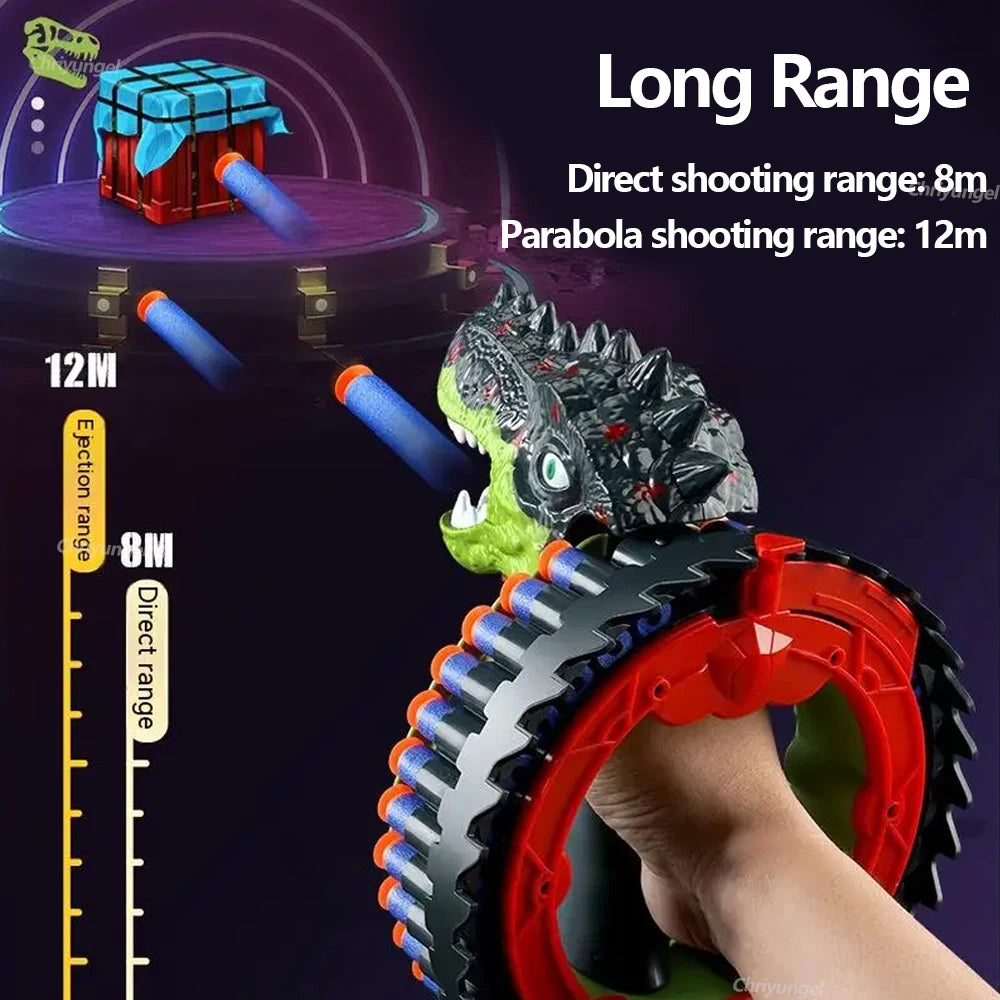 Soft Bullet Gun Toy Kids Spinning Dinosaur Wrist Gun Boys Toys Electric Burst Pistol Parent-child Blaster Shooting Game