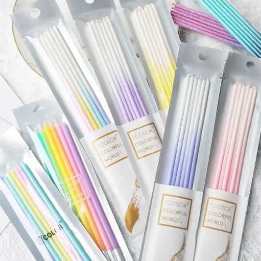 Birthday Candle Colorful Gradient Pink Thread Rainbow Cake Candles Cake Sticks Decoration Accessories