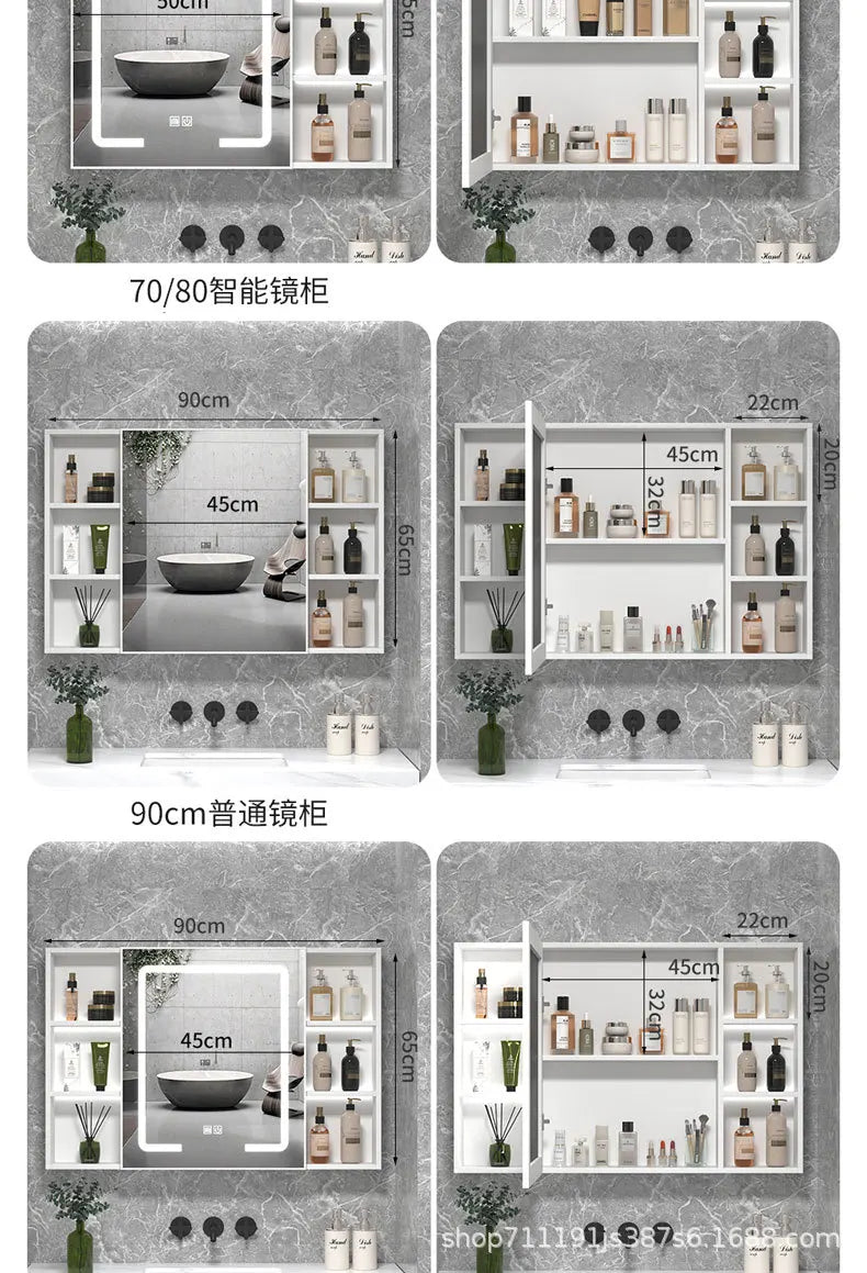 Bathroom Wall Cabinet Mirror Makeup Medicine Cabinet Wall Mounted Bathroom LED Mirror with Storage Cabinet with Vanity Mirror