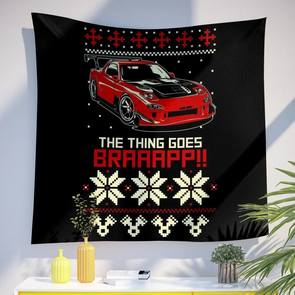 Jdm Car Japanese Racing Game Neon Sport Skyline  Sunset Tapestry Wall  Decorative  Bedroom