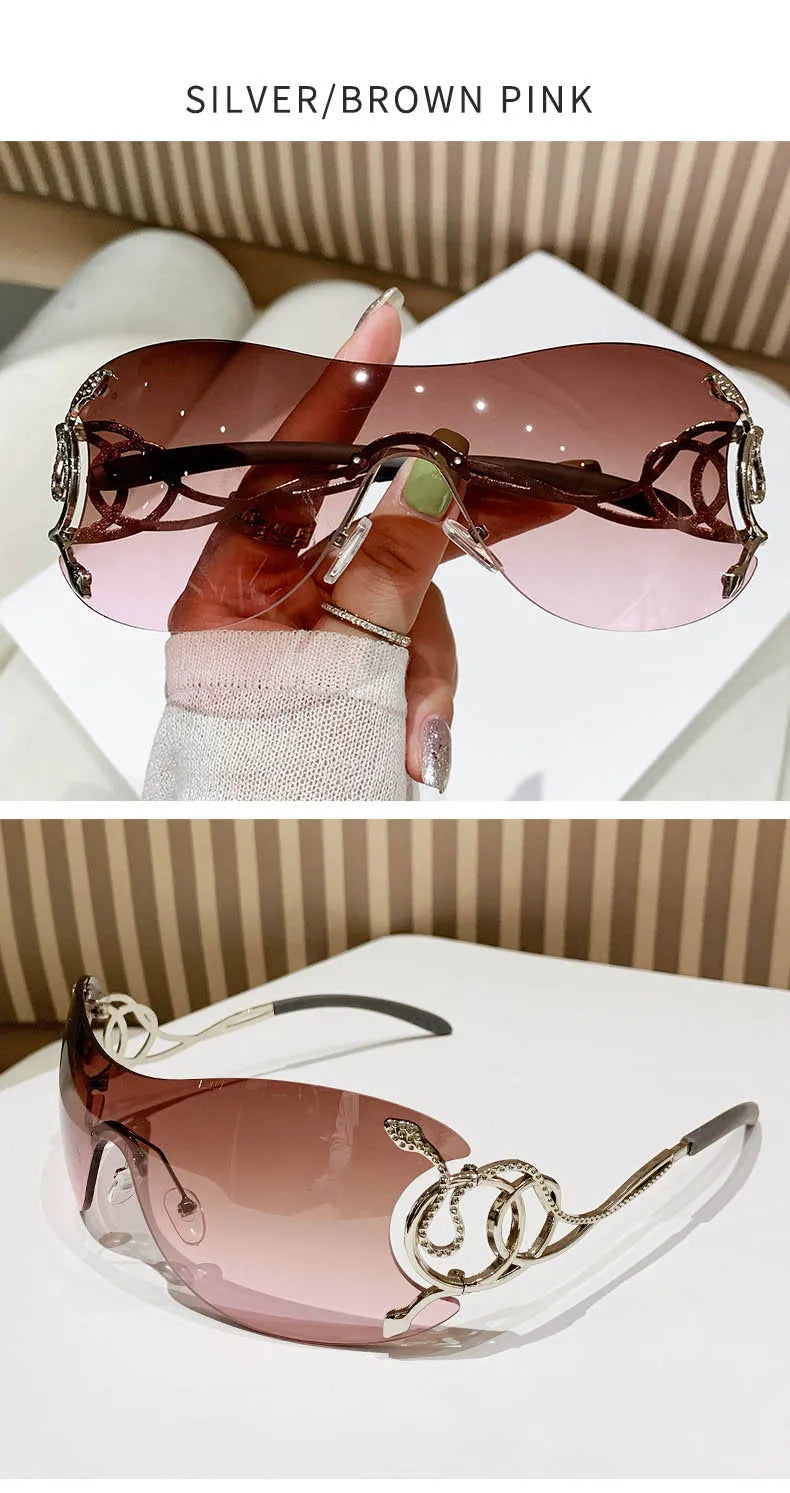 Y2k Fashion Sunglasses Women Vintage Oculos Sunglasses Rimless Designer Glasses Trending Sun Lentes Gafas De Sol Mujer Lunette