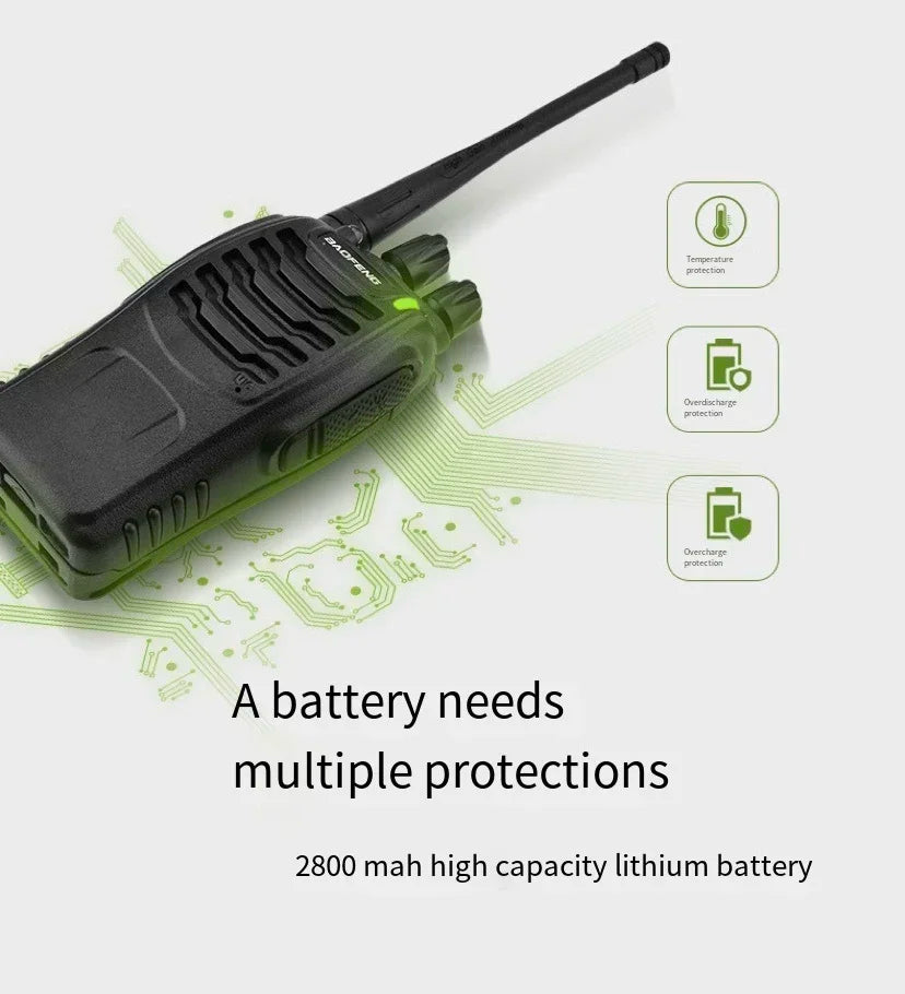 5-10km Talkie Long Range Two-way Radio ultra-long standby time Waterproof Walkie BF-888S UHF 400-470MHz 16CH VOX with Cha