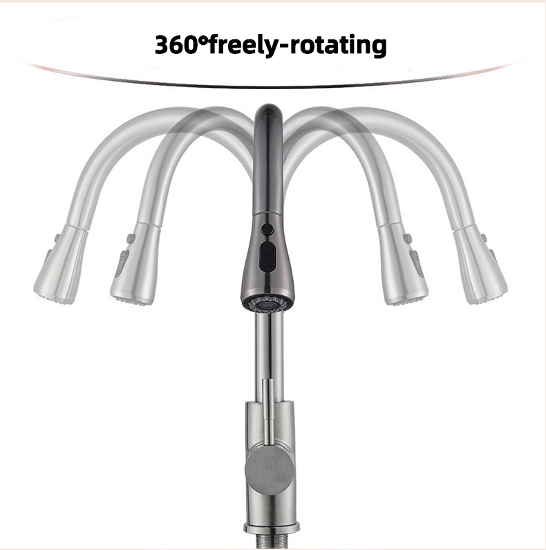 Tapware Removable hot sink Kitchen Flexible faucet with pull down sprayer mixer Black  korea type gourmet single lever stream