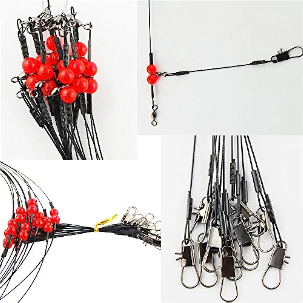 12PCS/24PCS Fishing Leader Saltwater Fishing wire Rigs Bottom Surf Fishing Rigs Steel Fishing Leader line gear equipment