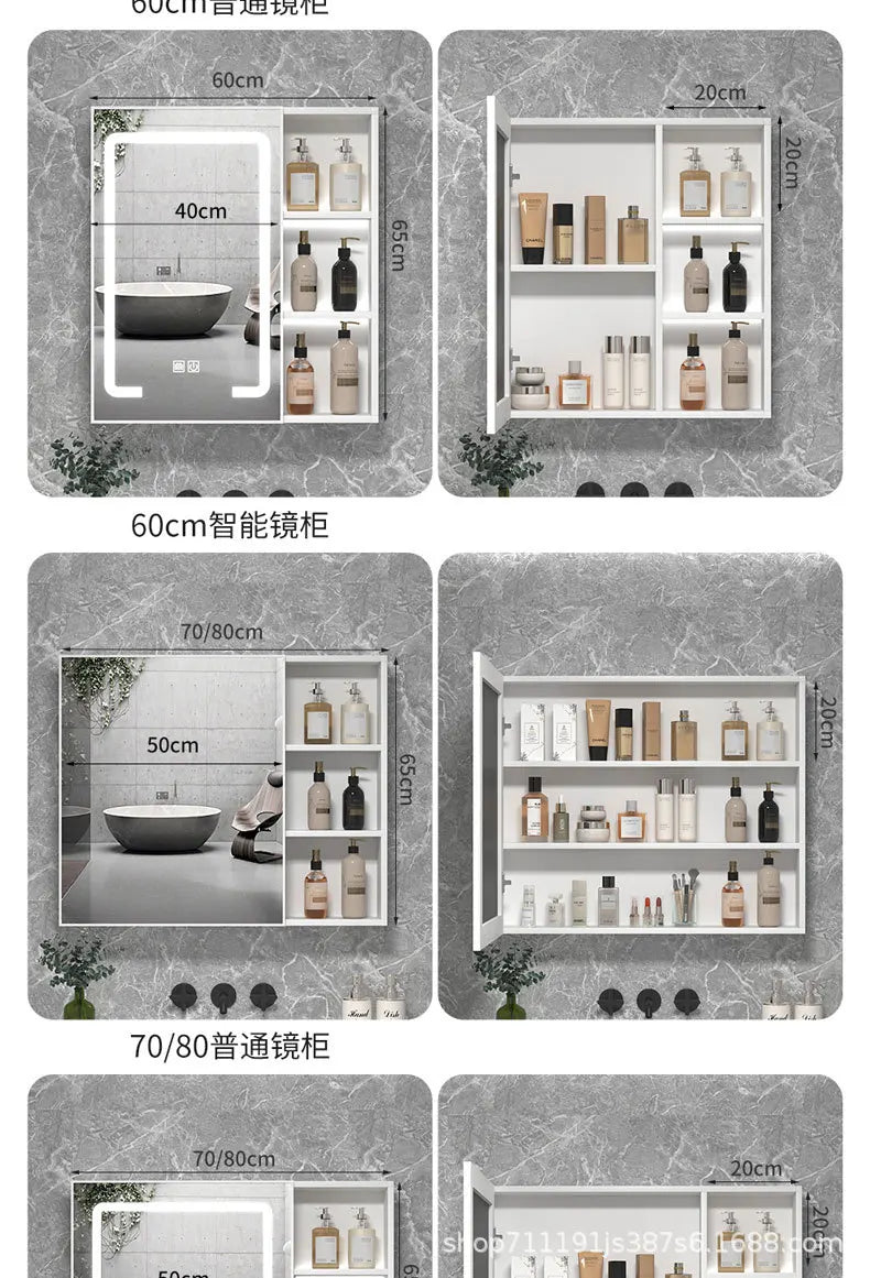 Bathroom Wall Cabinet Mirror Makeup Medicine Cabinet Wall Mounted Bathroom LED Mirror with Storage Cabinet with Vanity Mirror