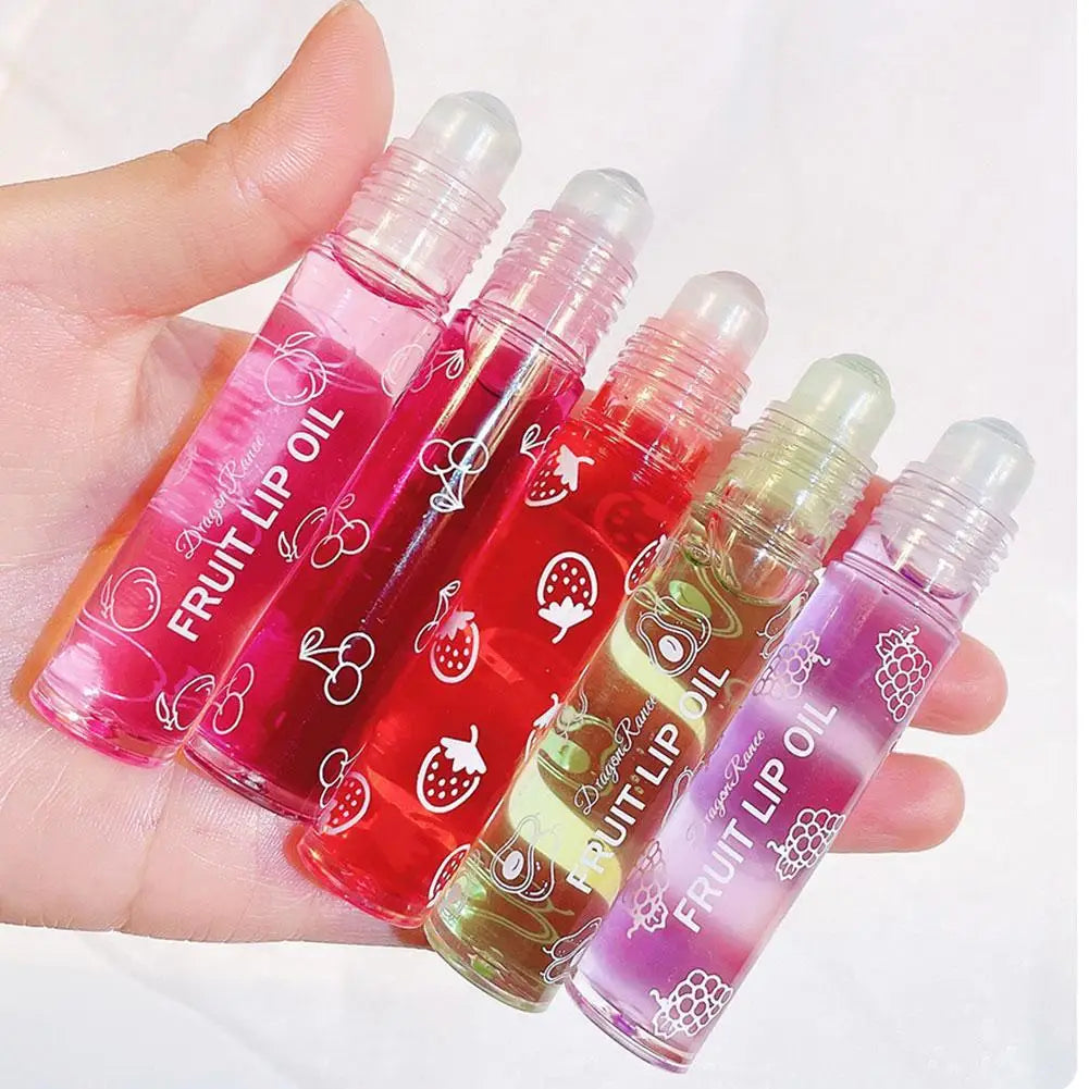 1pc Transparent Hydrating Lip Gloss Fruit Roll-on Balm Lip Makeup Primer Moisturizing Clear Lip Oil Long Lasting Cosmetics