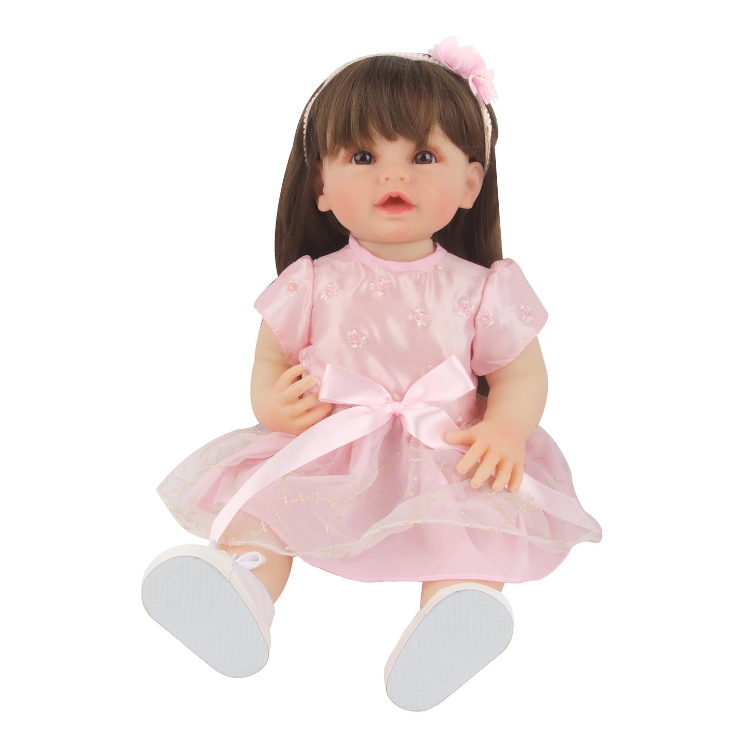 55CM 22 Inches Baby Reborn Girl Doll Full Body Soft Silicone Cute Newborn Dolls With Shoes,Clothes Girl's Best Gift Festival Toy