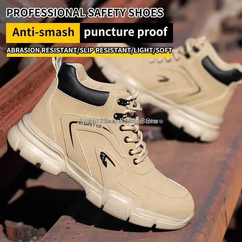 2023 New Men's Safety Shoes Winter Safety Boots Man Anti Smash Puncture Proof Safety Work Shoes Men Waterproof Warm Shoes Men